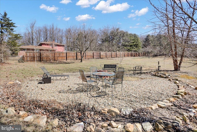 view of yard with a patio area and a fenced backyard