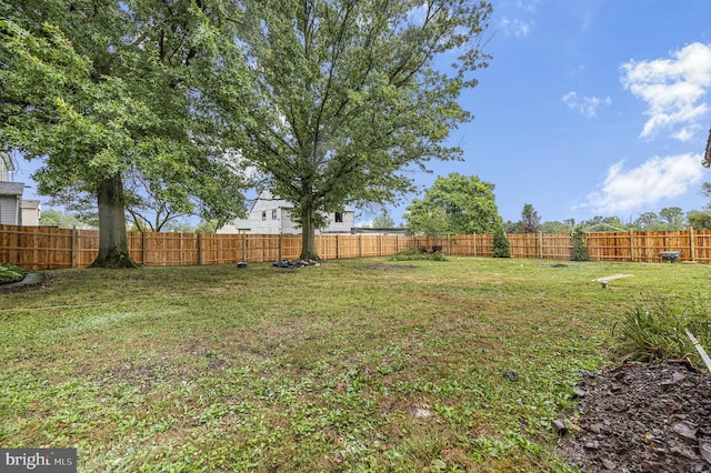 view of yard with a fenced backyard