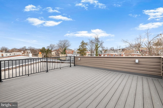 deck with a residential view