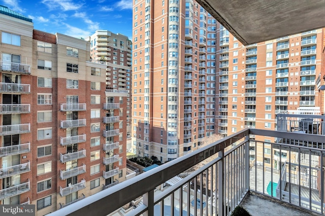 balcony featuring a view of city