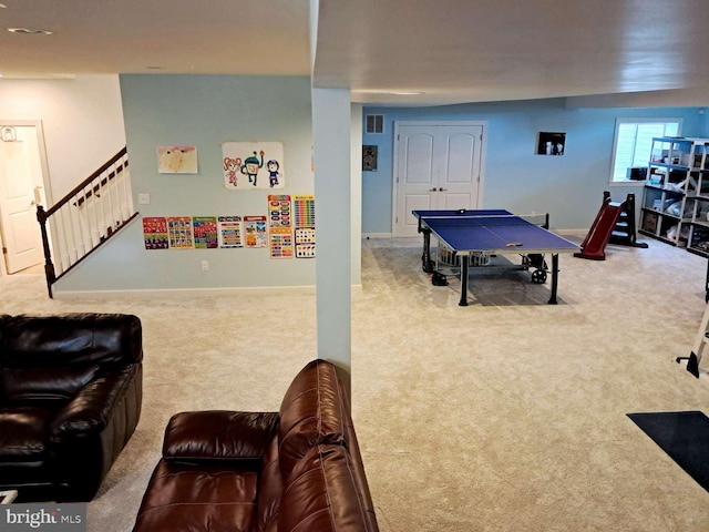 1392 Hickory Hill Rd, Chadds Ford, PA 19317 - game room with carpet floors, baseboards, and visible vents
