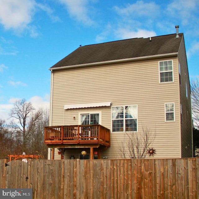 back of property with fence