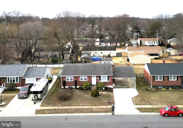 bird's eye view featuring a residential view