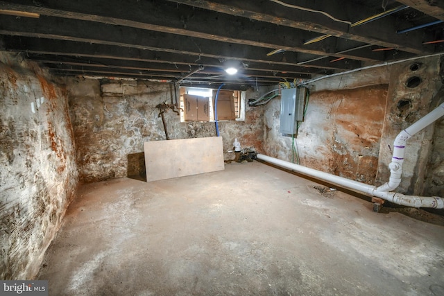 basement with electric panel