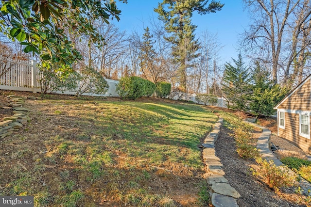 view of yard featuring fence