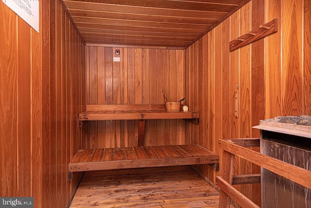 view of sauna / steam room with hardwood / wood-style flooring