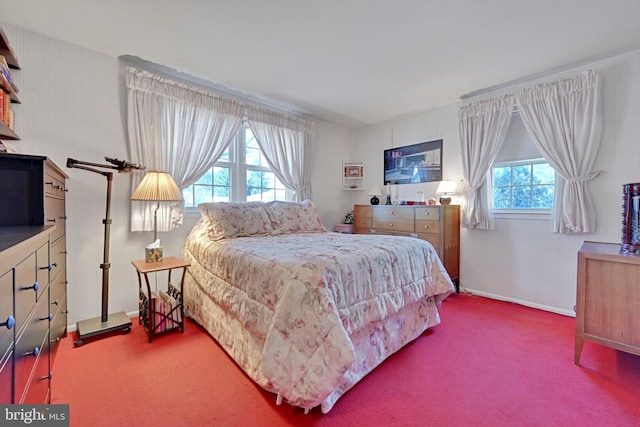 bedroom with baseboards and carpet floors