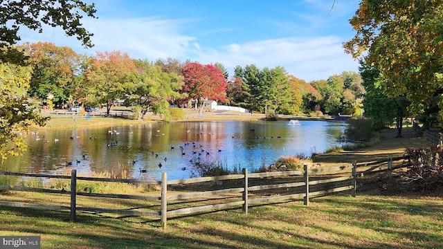 property view of water with fence