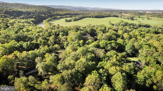 birds eye view of property featuring a view of trees