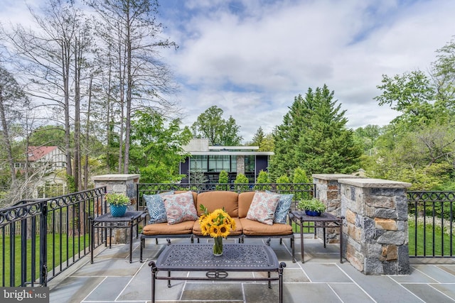 view of patio featuring an outdoor living space