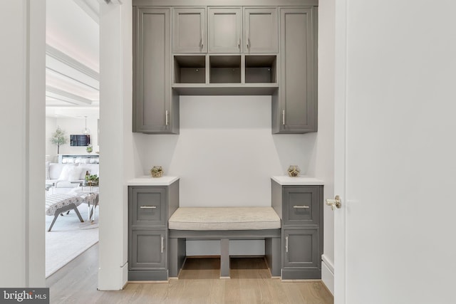 mudroom featuring light wood finished floors