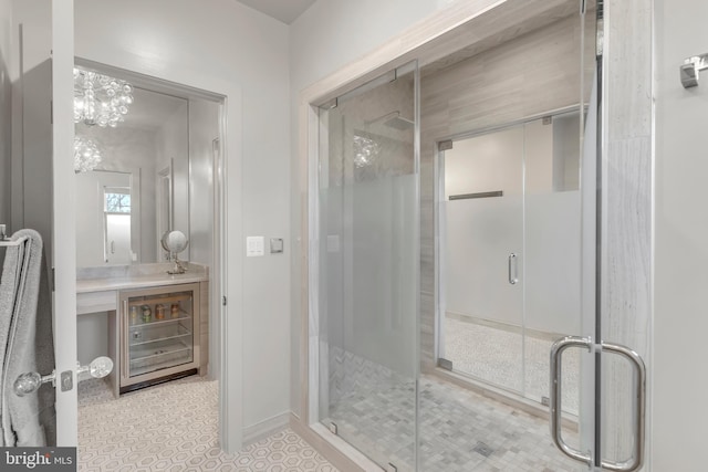 bathroom with a stall shower