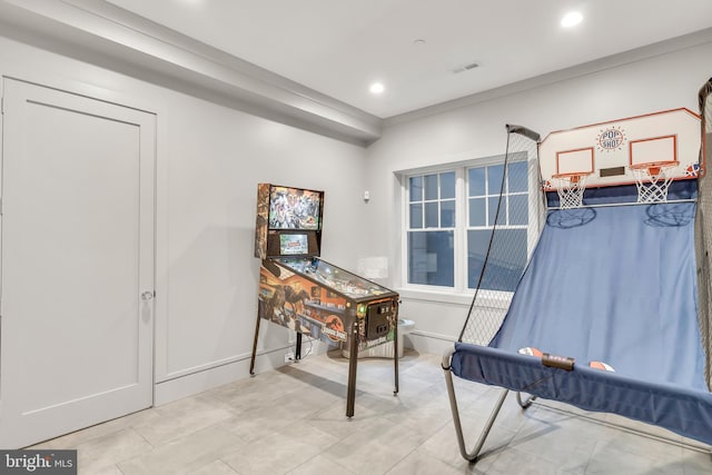 playroom featuring recessed lighting and visible vents