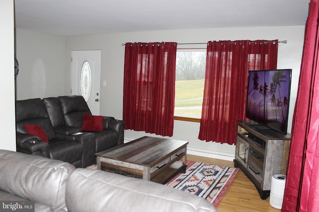 living room with wood finished floors