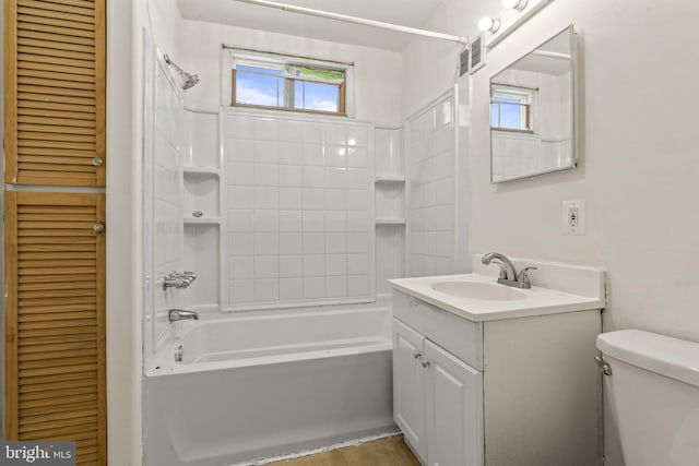4513 E Stiles St, Philadelphia, PA 19124 - full bathroom with visible vents, toilet, vanity, washtub / shower combination, and a closet