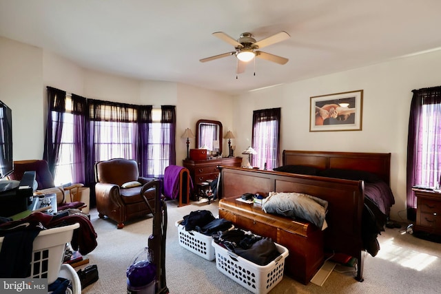 bedroom featuring a ceiling fan and carpet flooring