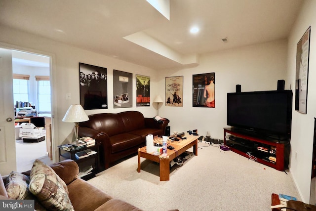 living room with carpet floors