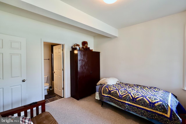 bedroom featuring carpet and connected bathroom