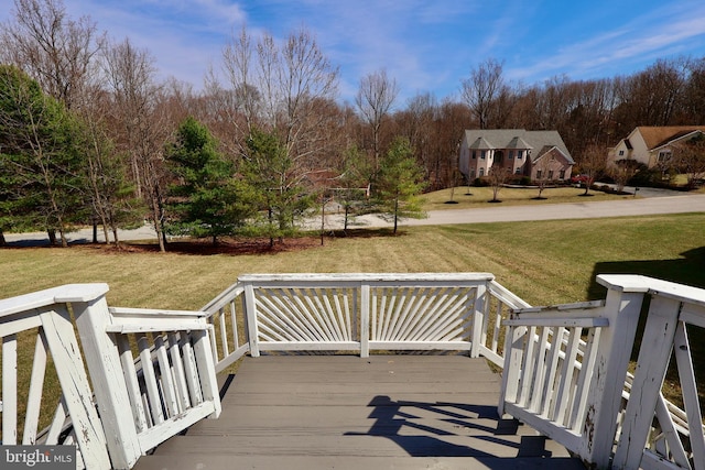 deck featuring a yard