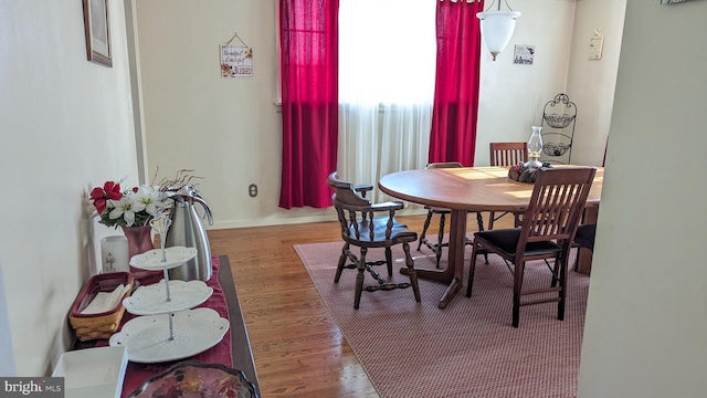 dining room with wood finished floors