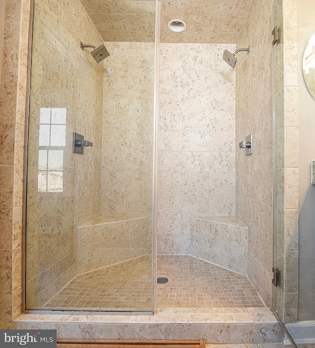 bathroom featuring a shower stall