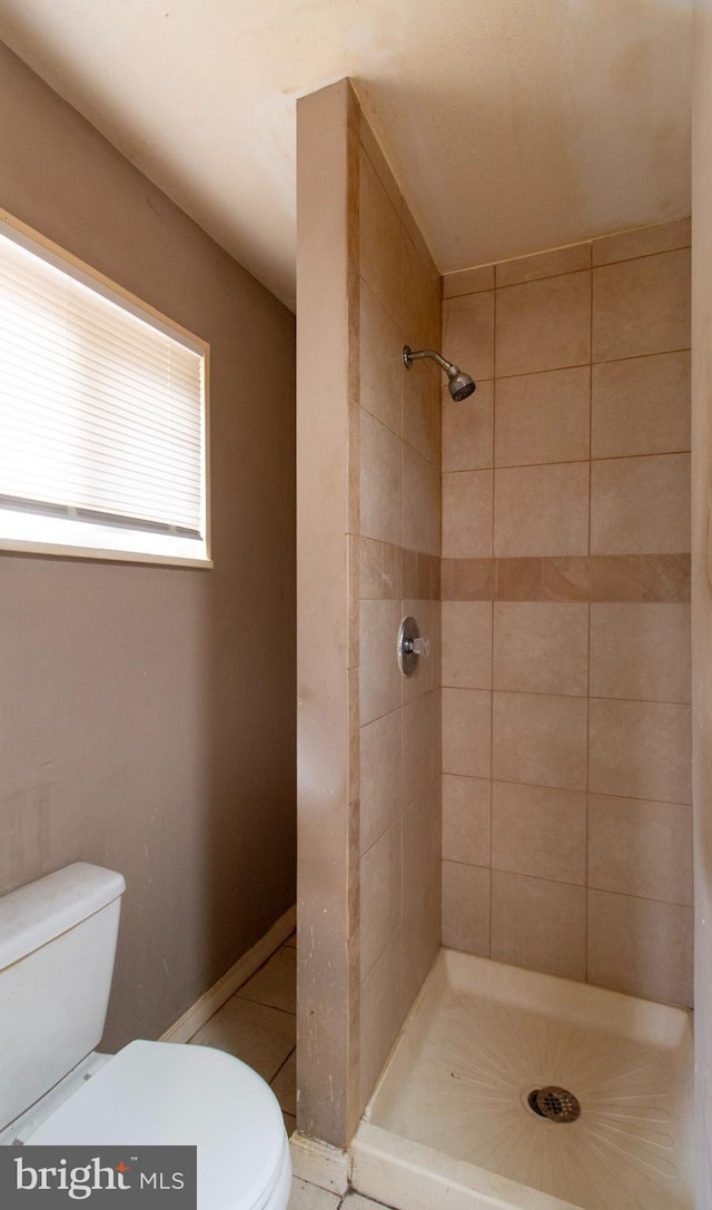 bathroom featuring a shower stall and toilet