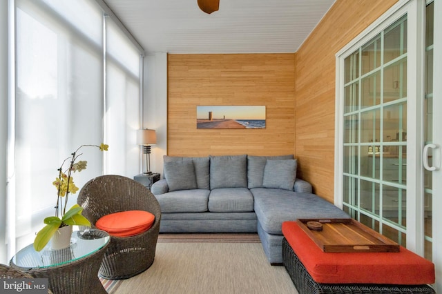 interior space with wood walls