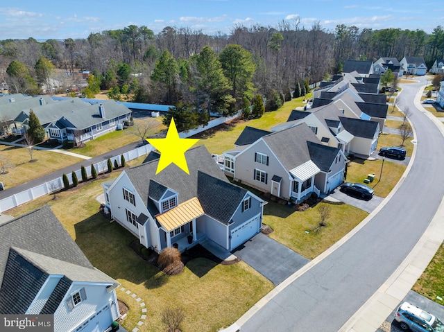 aerial view featuring a residential view