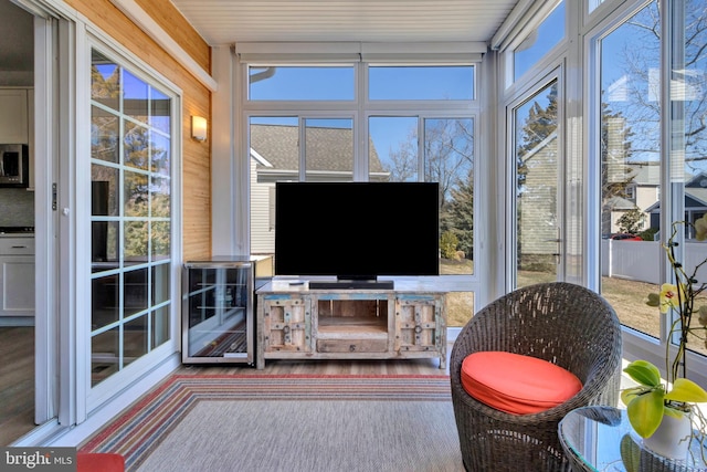 sunroom / solarium with wine cooler