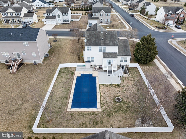 drone / aerial view with a residential view