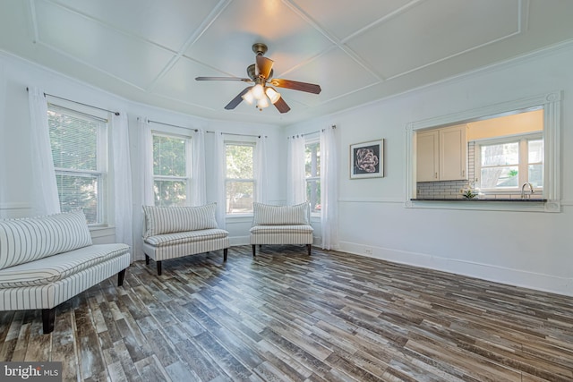 unfurnished room with wood finished floors, a wealth of natural light, and baseboards