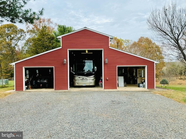 view of detached garage