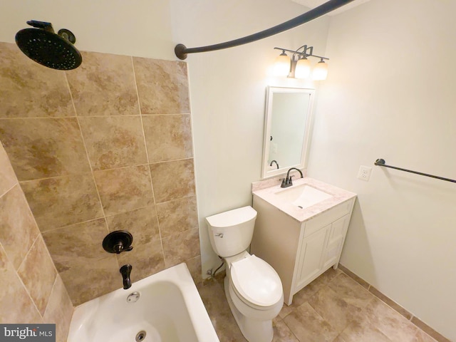 full bath featuring vanity, toilet, and shower / bathtub combination