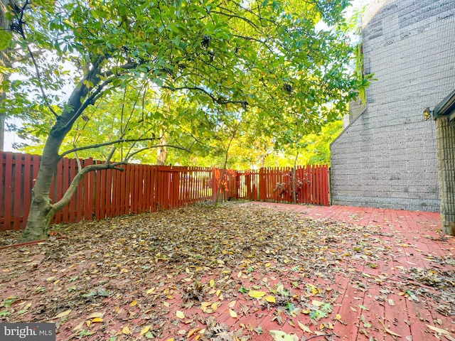 view of yard with a fenced backyard