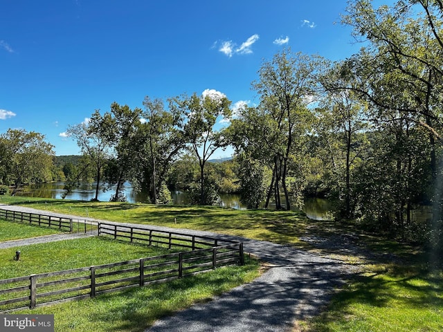 view of street featuring a water view