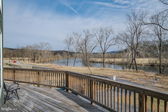 deck with a water view