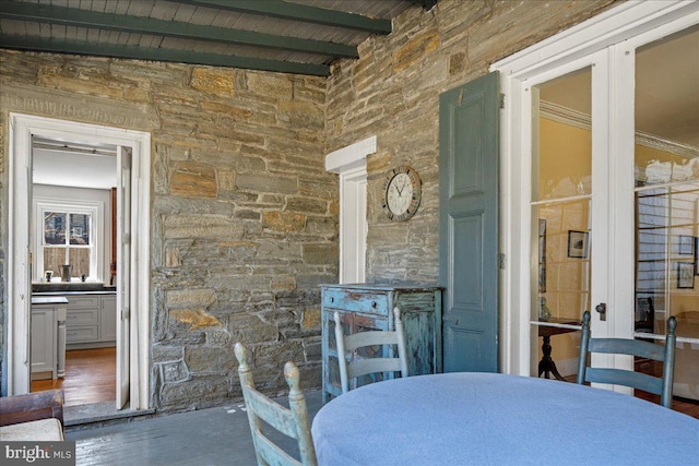 interior space featuring outdoor dining area