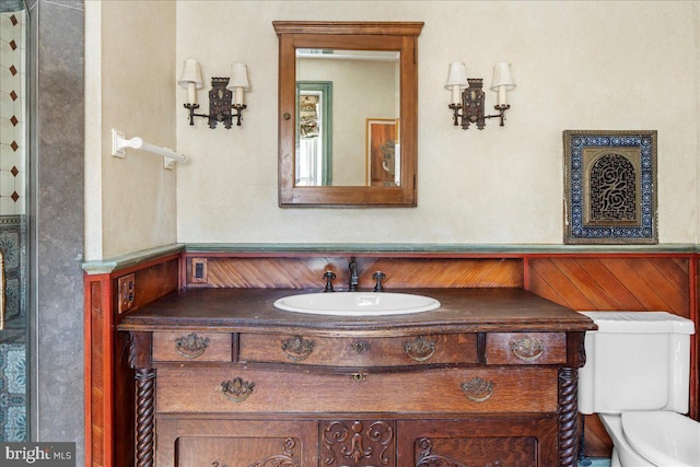 bathroom with toilet and vanity