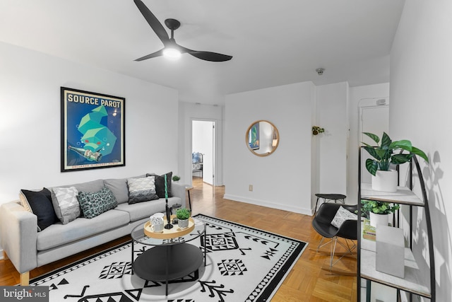 2601 Pennsylvania Ave Unit 952, Philadelphia, PA 19130 - living area featuring a ceiling fan and baseboards