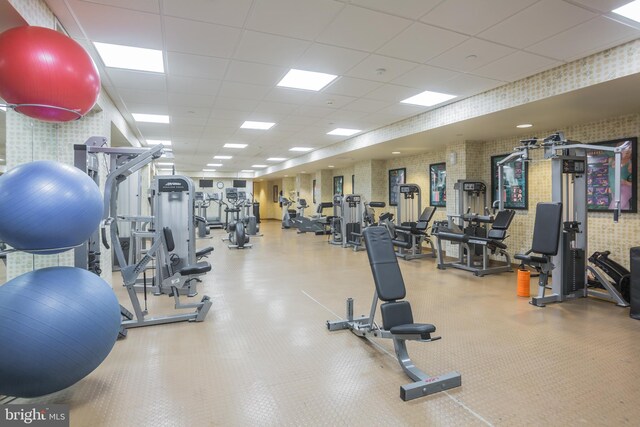 2601 Pennsylvania Ave Unit 952, Philadelphia, PA 19130 - workout area featuring a paneled ceiling