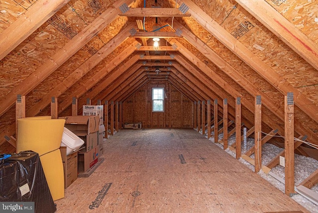 view of unfinished attic