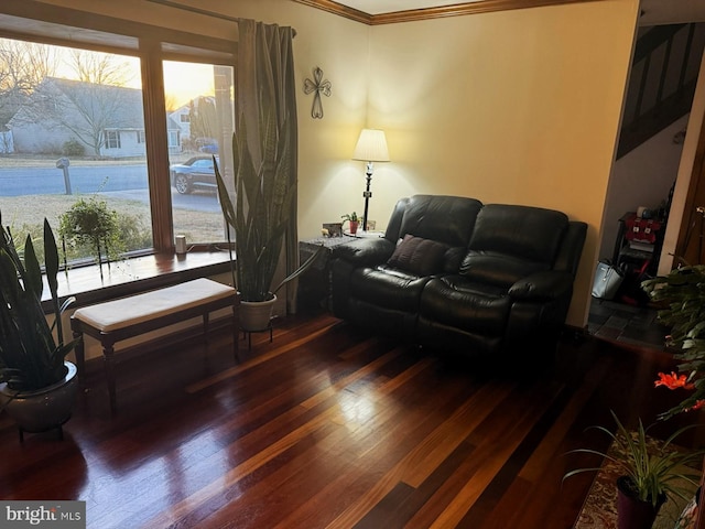 living room with wood finished floors