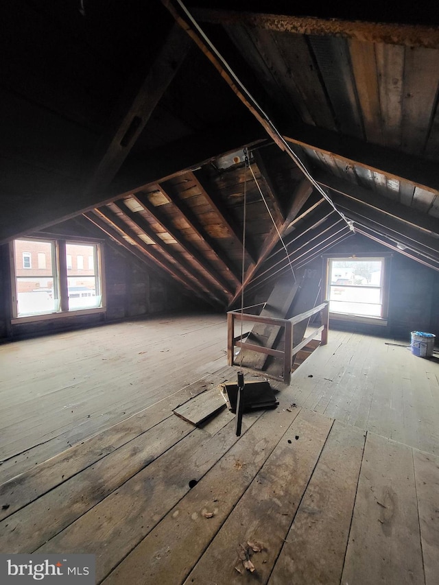 view of unfinished attic