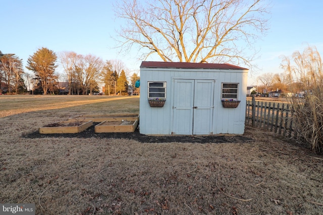 view of shed