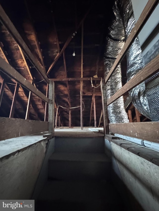 view of unfinished attic