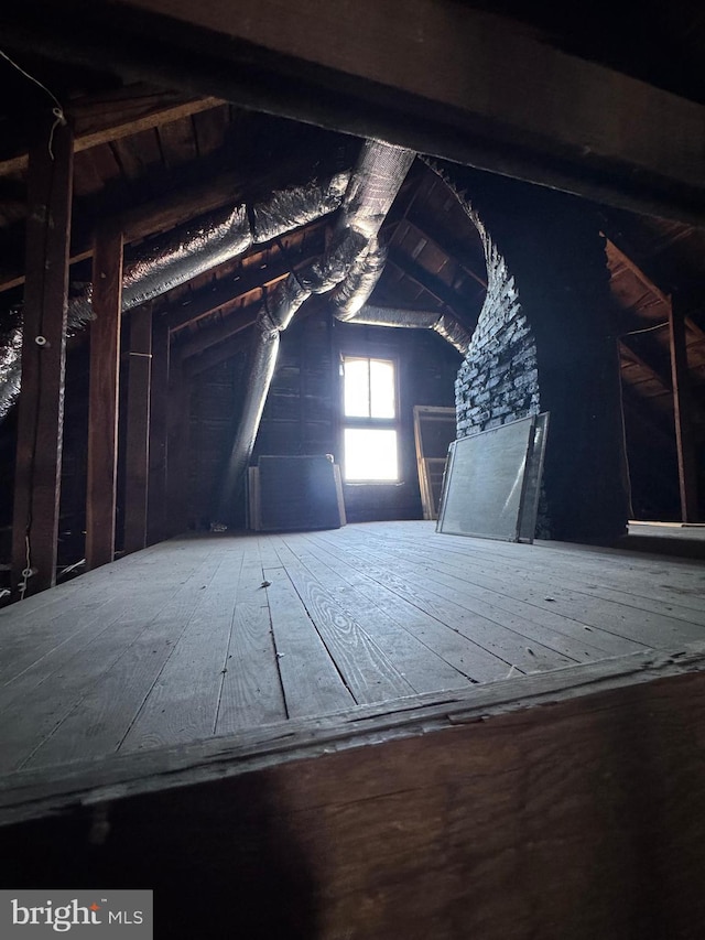 view of unfinished attic