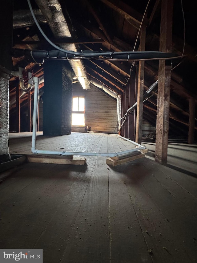 view of unfinished attic