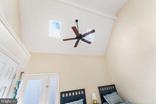 interior space with a ceiling fan