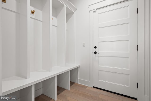 mudroom featuring light wood-style floors