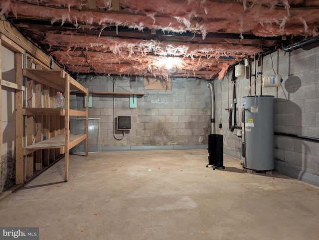 unfinished below grade area with water heater